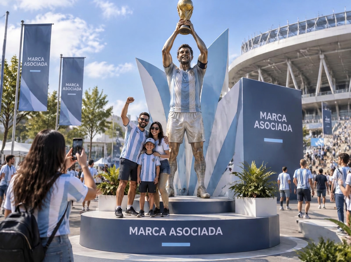 Visualización conceptual de una instalación deportiva participativa junto a un estadio